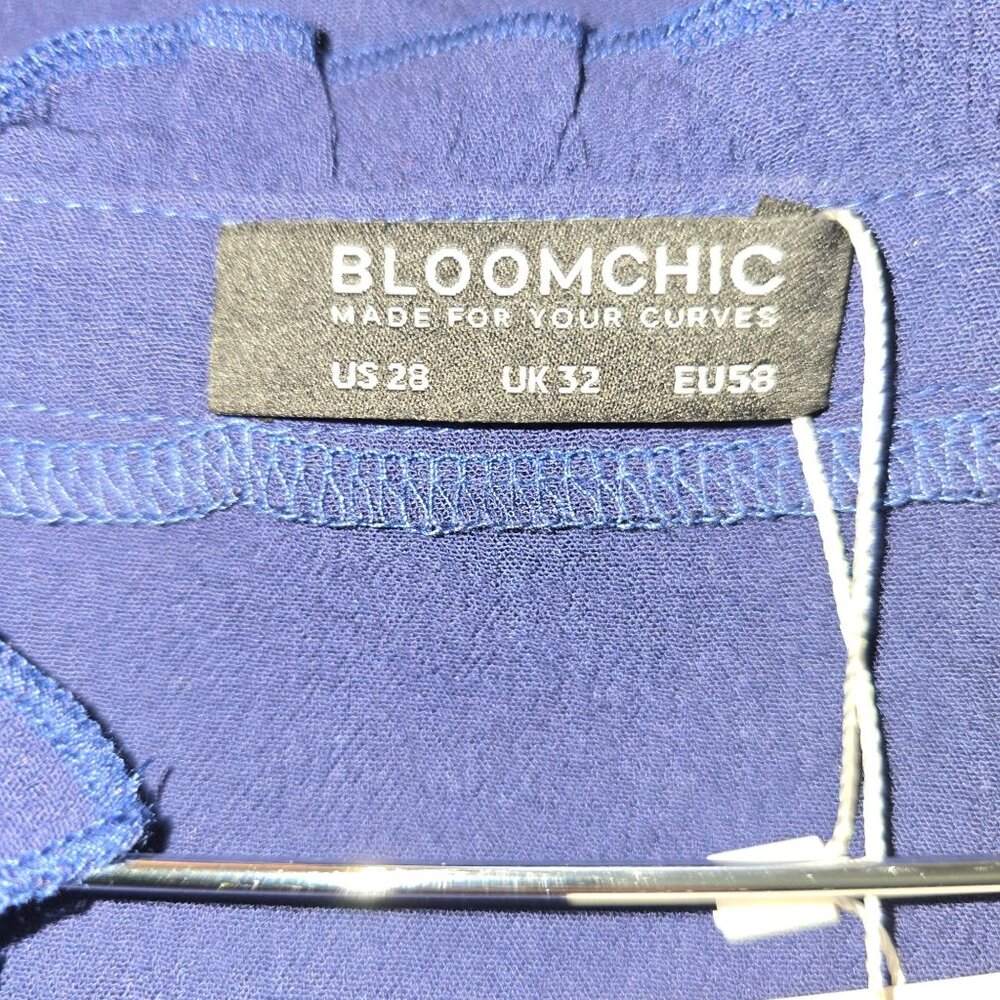 Bloomchic Crepe Feel, Straight Cut, Sleeveless-Ruffle Sleeve V-Neck, US 28, NWT - Picture 5 of 6